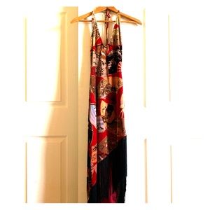 Vintage velour and fringe evening dress